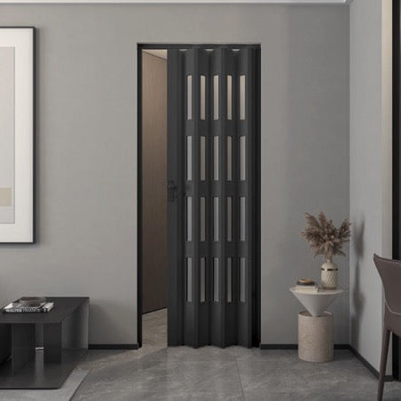 Balci Yara vouwdeur glas in zwart - 87x214 cm